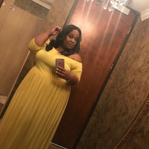 Canary Yellow Off Shoulder Maxi
